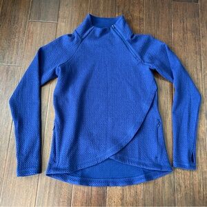 ibkul Solid Popcorn Stitch Asymmetrical Zip Pullover 
Blue Purple 
Size XS